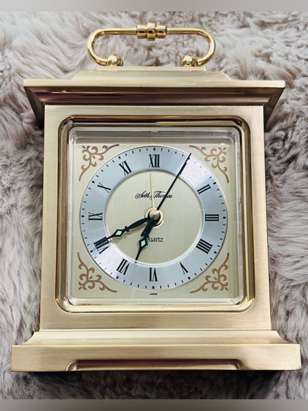 Vintage Seth Thomas Carriage Alarm Clock No 0475 Qtz. Rapture Solid Brass